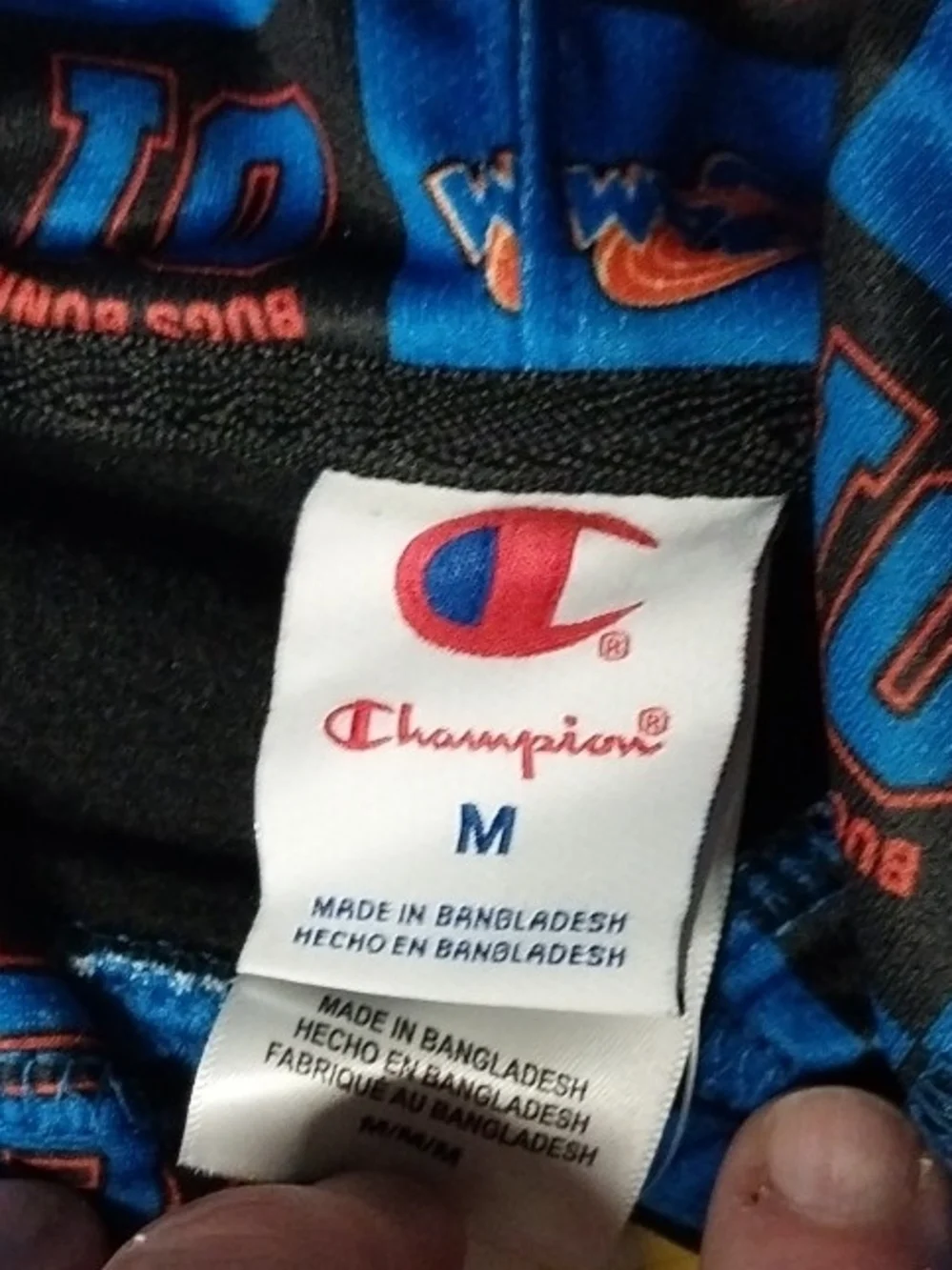 Champion Black Space Jam Hoodie with Blue & Orange Logo Boy M